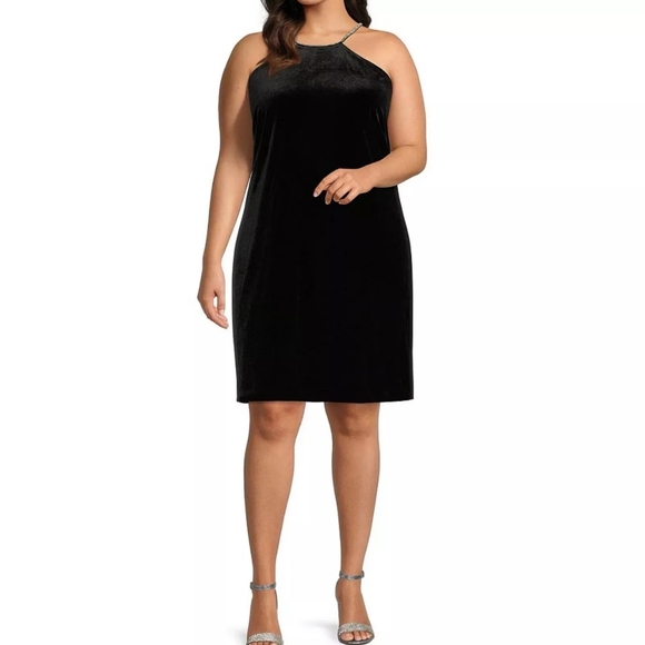 NWOT* Alex Marie 24W Black Dress w/ Rhinestone Straps Firm Price - Picture 1 of 4